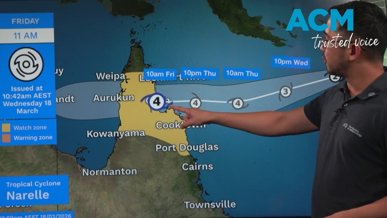 Severe Tropical Cyclone Narelle expected to cross the Far North Queensland coast