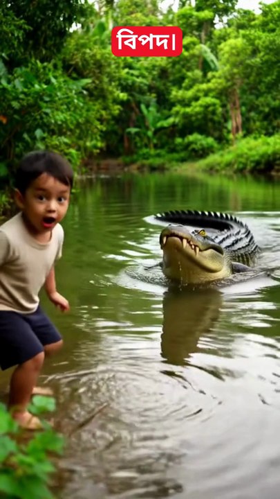 শেষ সেকেন্ডে বাঁচলো বাচ্চা! 😱 Spider-Man vs Crocodile 🐊 #shorts