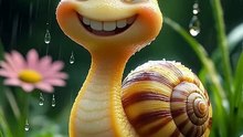 Happy Snail Enjoying Rain 🌧️🐌 | Cutest Smile Ever Will Melt Your Heart 💛