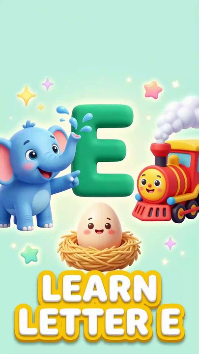 Learn Letter E | E for Elephant, Egg, Engine | Kids Alphabet Learning Video for Toddlers