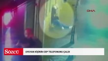 Beyoğlu'nda uyuyan kişinin cep telefonunu çalan şüpheli suçüstü yakalandı