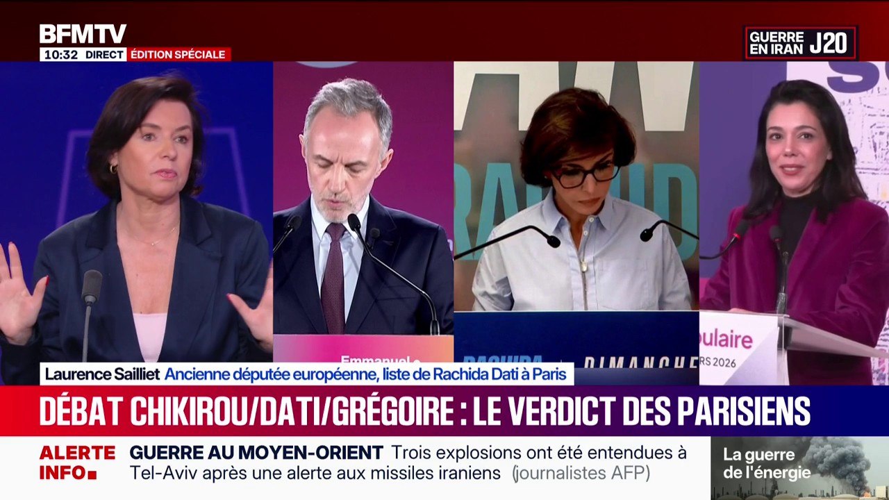 Débat des municipales à Paris: "J'ai trouvé Emmanuel Grégoire fuyant et faible"  ➡️ Laurence Sailliet, ancienne députée européenne, sur la liste de Rachida Dati à Paris
