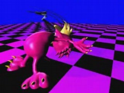 Truespace 7.5 rigged character animation test