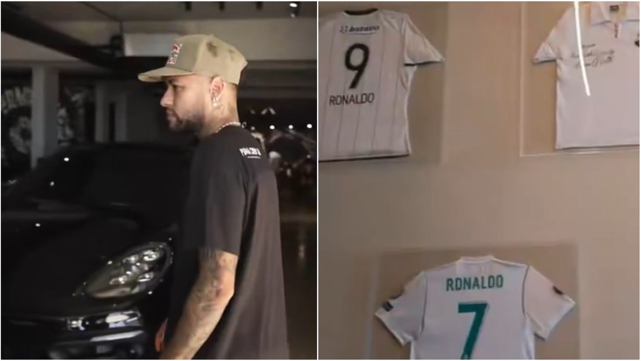 Neymar Jr, abre las puertas de su casa y muestra las camisetas de Messi, Cristiano, Ronaldo y Mbappé