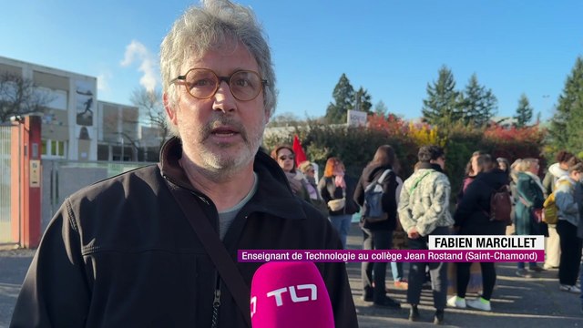 Ecole inclusive : 50 enseignants mobilisés devant le collège Jean Rostand à Saint-Chamond