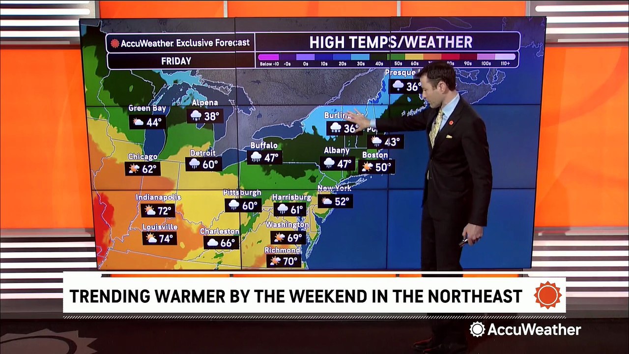 Thunderstorms to accompany a weekend warmup from the Midwest into the Northeast