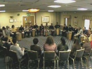 Team building drumming circle workshop