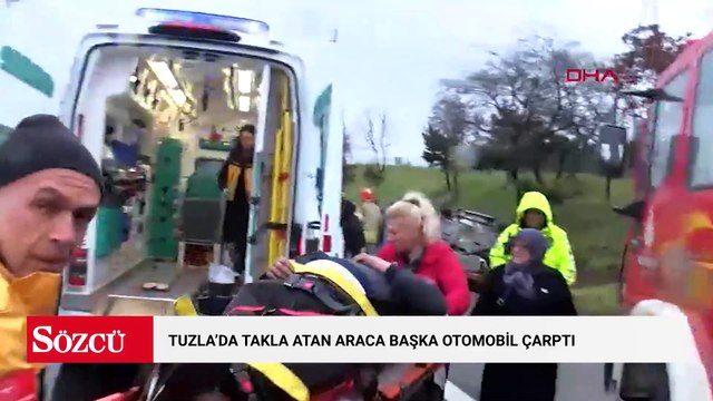 Tuzla TEM Otoyolu'nda kaza yapan otomobile başka araç çarptı; 2 si çocuk 7 yaralı