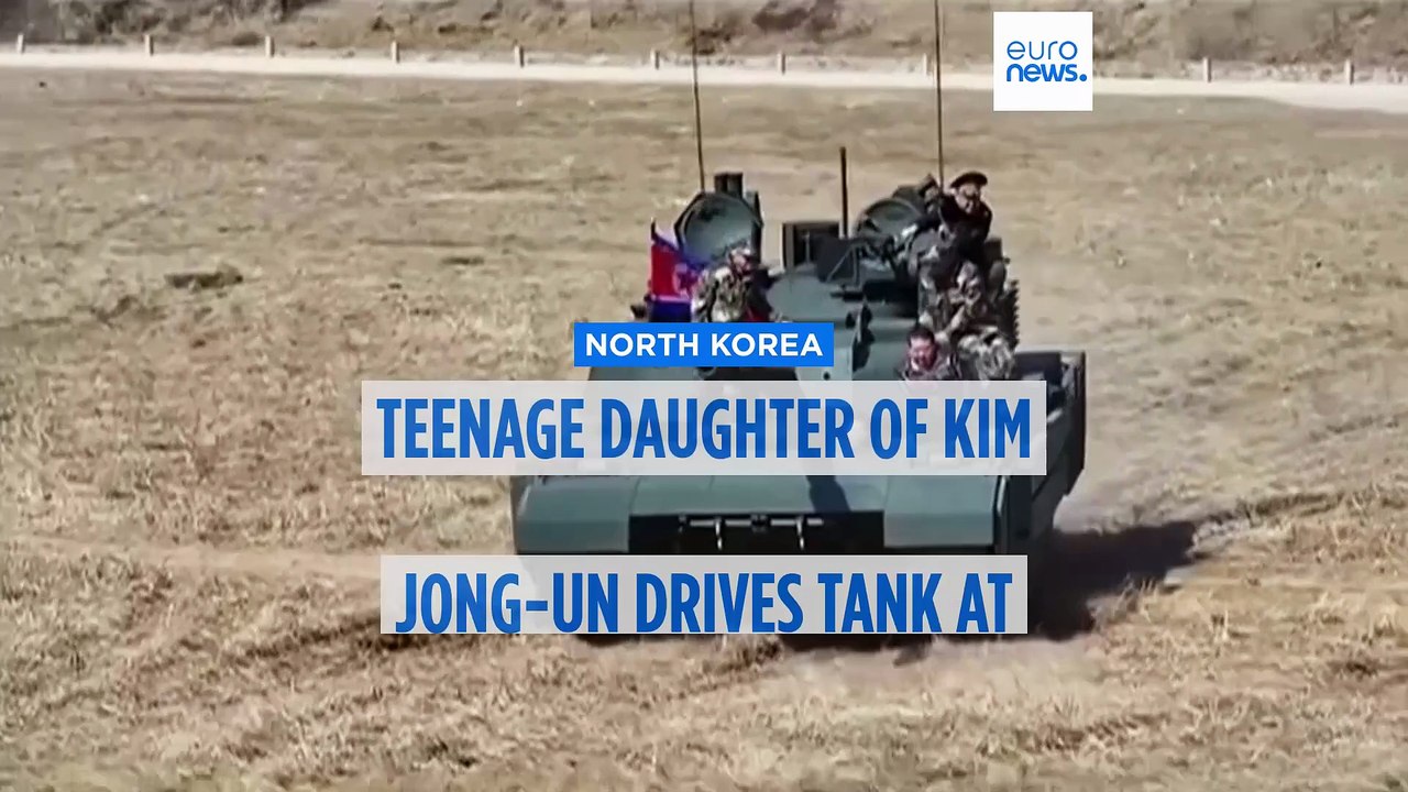 Teenage daughter of North Korean leader Kim Jong-un drives tank at military drill
