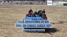 Filha adolescente de Kim Jong-un conduz tanque de guerra num exercício militar