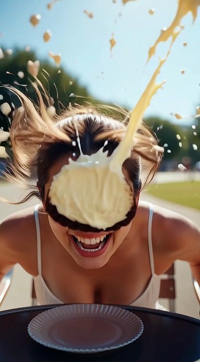 美女が顔面パイ 27 #パイ投げ #ai #アイドル #JK #美女 #客室乗務員 #スチュワーデス Loser gets pie in the face!