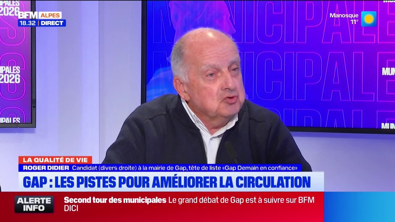 Municipales à Gap: "Je ne dis pas qu'il n'y a pas de temps en temps quelques ralentissements", estime Roger Didier, candidat divers droite, à propos de la circulation à Gap