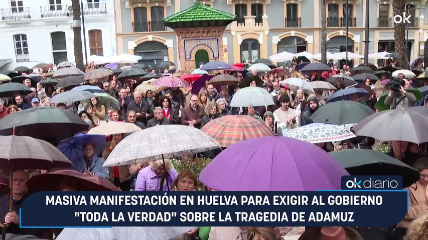 Masiva manifestación en Huelva para exigir al Gobierno "toda la verdad"  sobre la tragedia de Adamuz