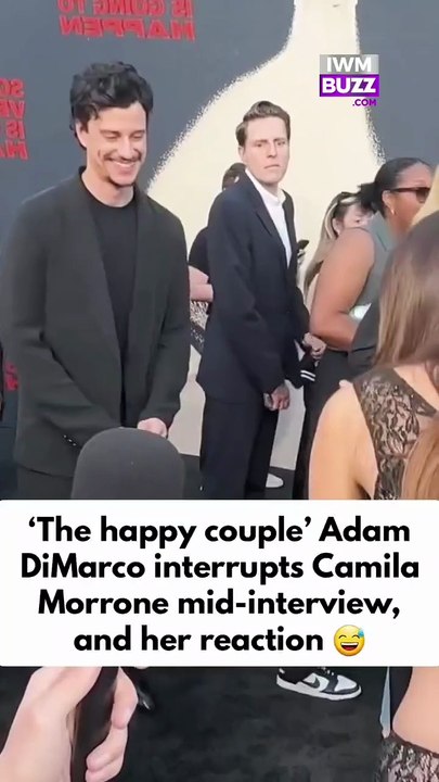 Adam DiMarco interrupts Camila Morrone mid-interview at the Something Very Bad is Going to Happen premiere