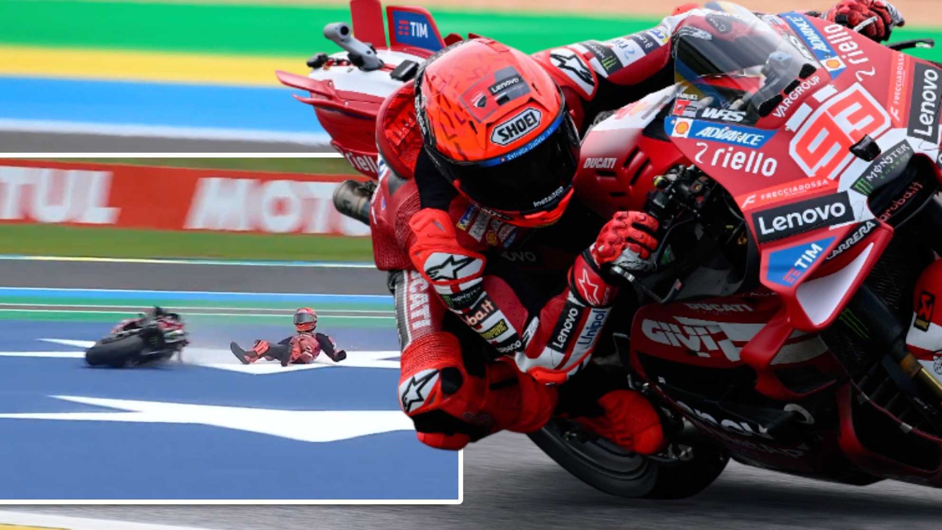 Pole sorpresa y caídas de Marc Márquez y Acosta