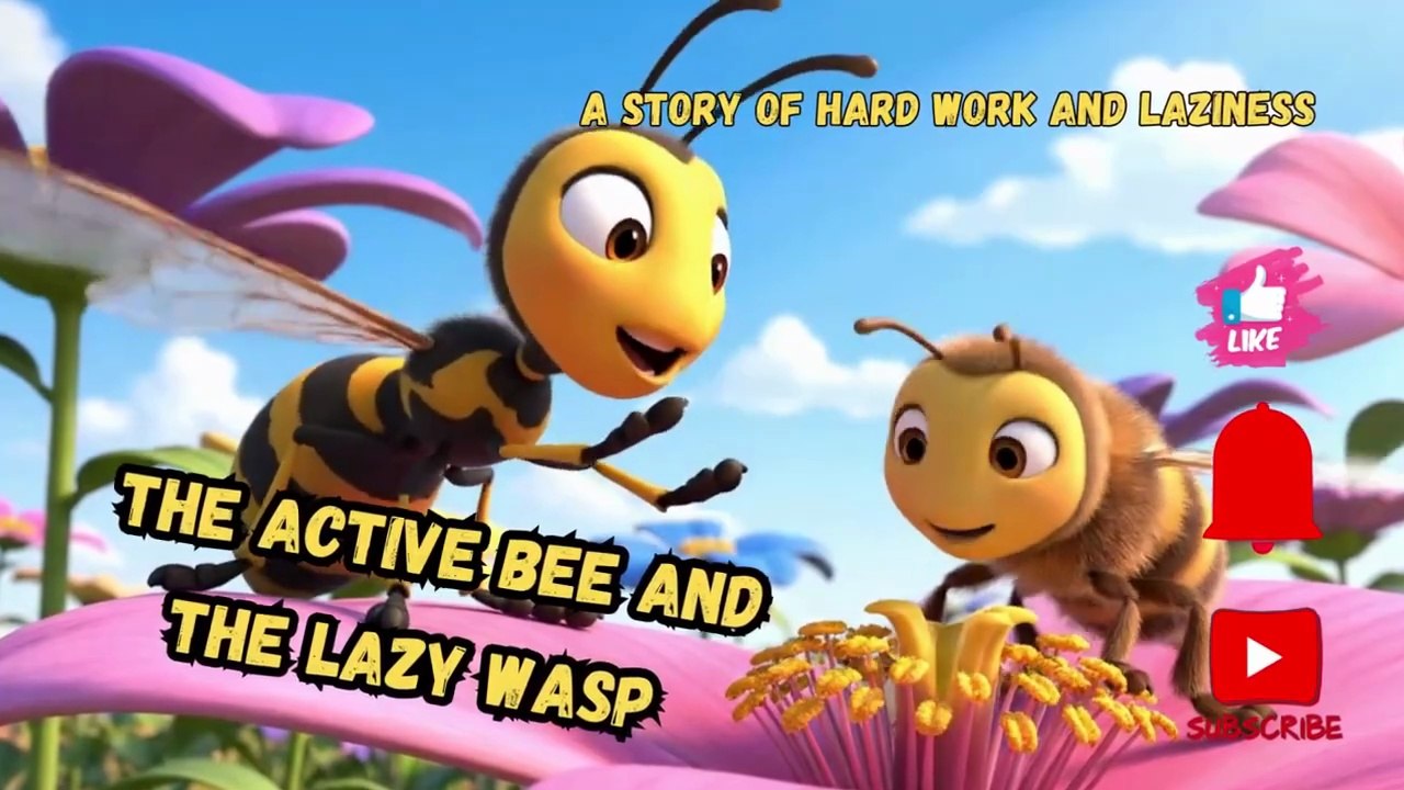 The Active Bee and the Lazy Wasp – A Story of Hard Work and Laziness