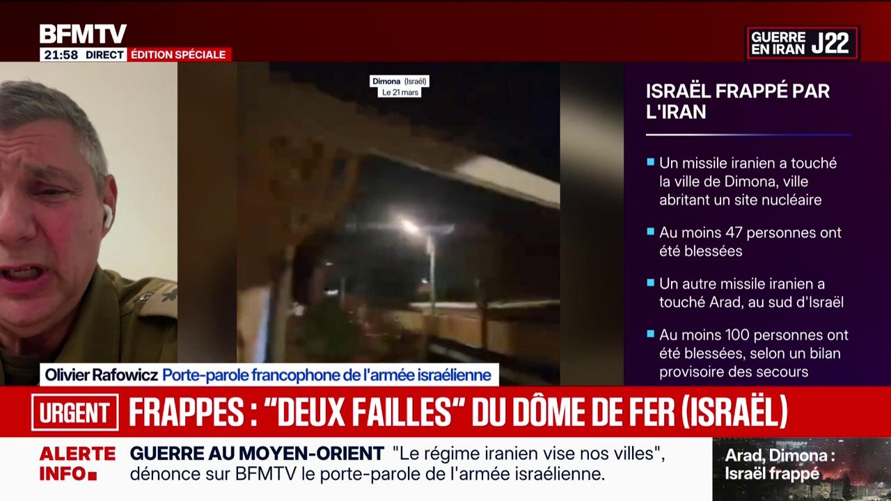 "Nous allons continuer à frapper la tête du régime" iranien, affirme Olivier Rafowicz, porte-parole francophone de l'armée israélienne