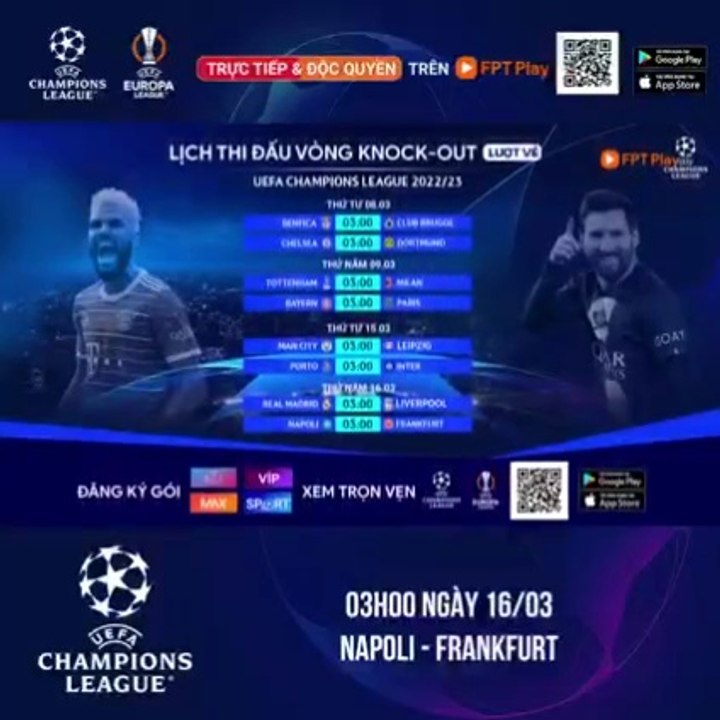 Napoli - Frankfurt (16/3/2023) | Trailer trên Truyền Hình FPT Play