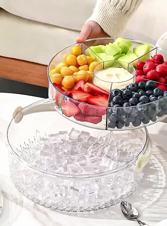 Premium Transparent Serving Tray | Multi-Section Vegetable, Dry Fruit & Snack Container with Lid