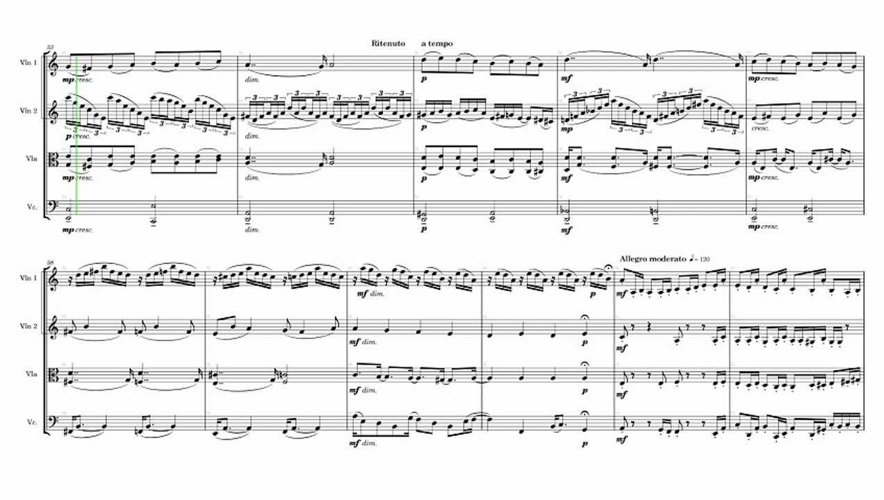 String Quartet No. 1, Movement II (1 Feb 2023 – 11 Apr 2023) (Full Score, Landscape)
