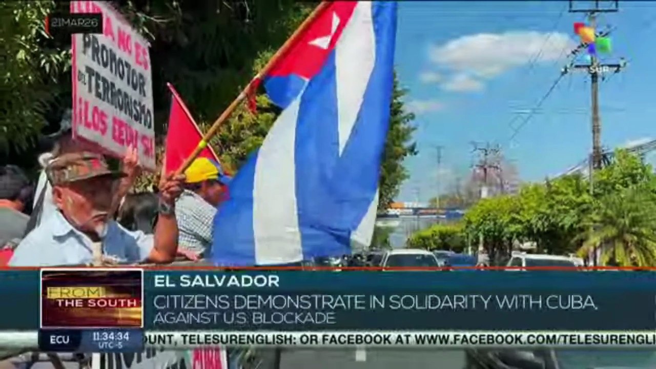 El Salvador, citizens demonstrate in solidarity with Cuba against U.S. blockade