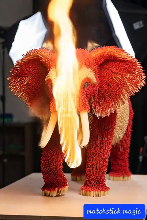 Majestic Matchstick Elephant Burns in Epic Slow Motion! 🐘 (Satisfying Fire Art)