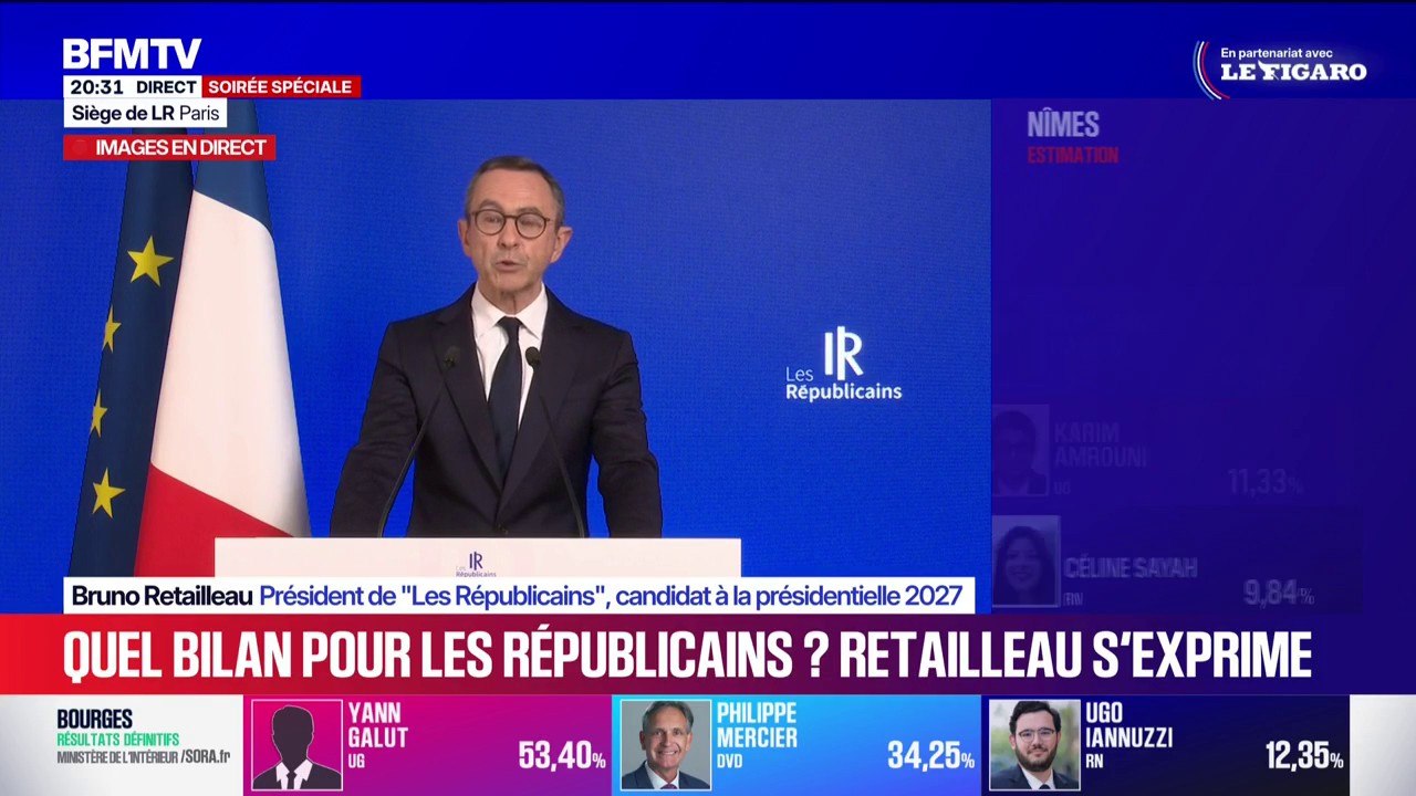 Municipales 2026: "Nous sommes toujours la première force politique locale en France", se félicite Bruno Retailleau, président des Républicains