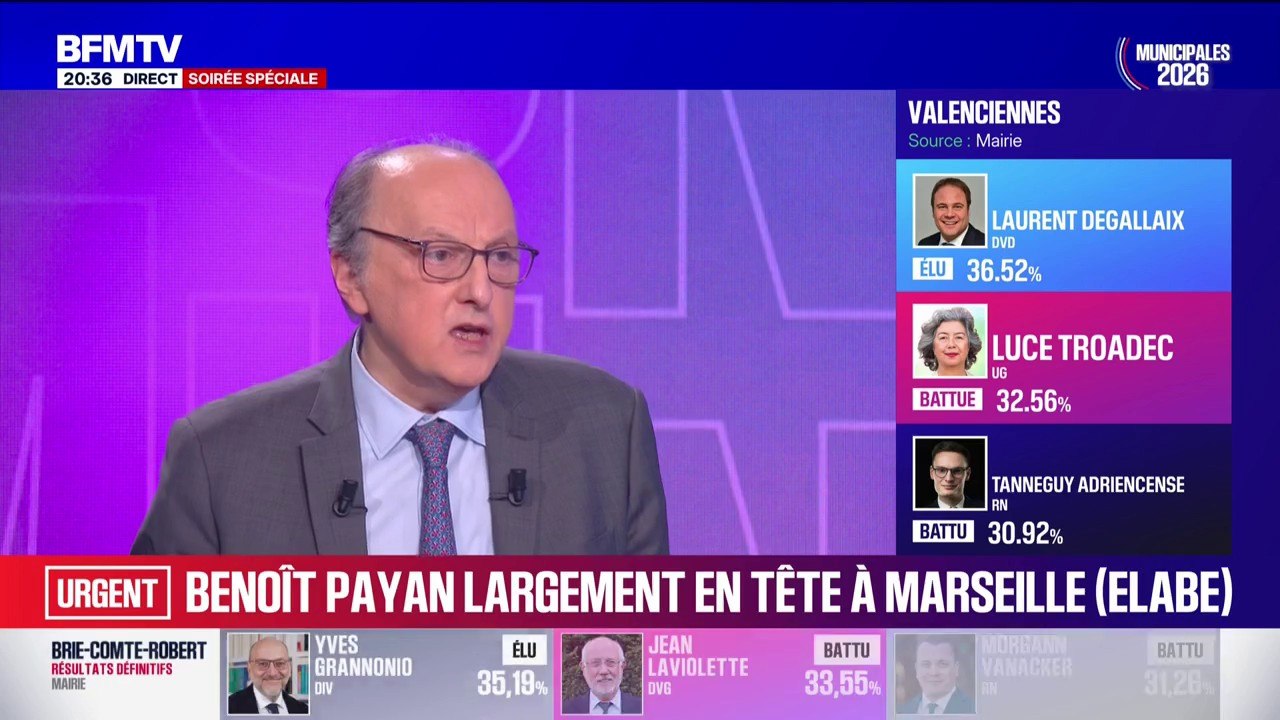 Municipales 2026: Benoît Payan en tête à Marseille avec 56,3% des voix (estimation Elabe-Berger Levrault)