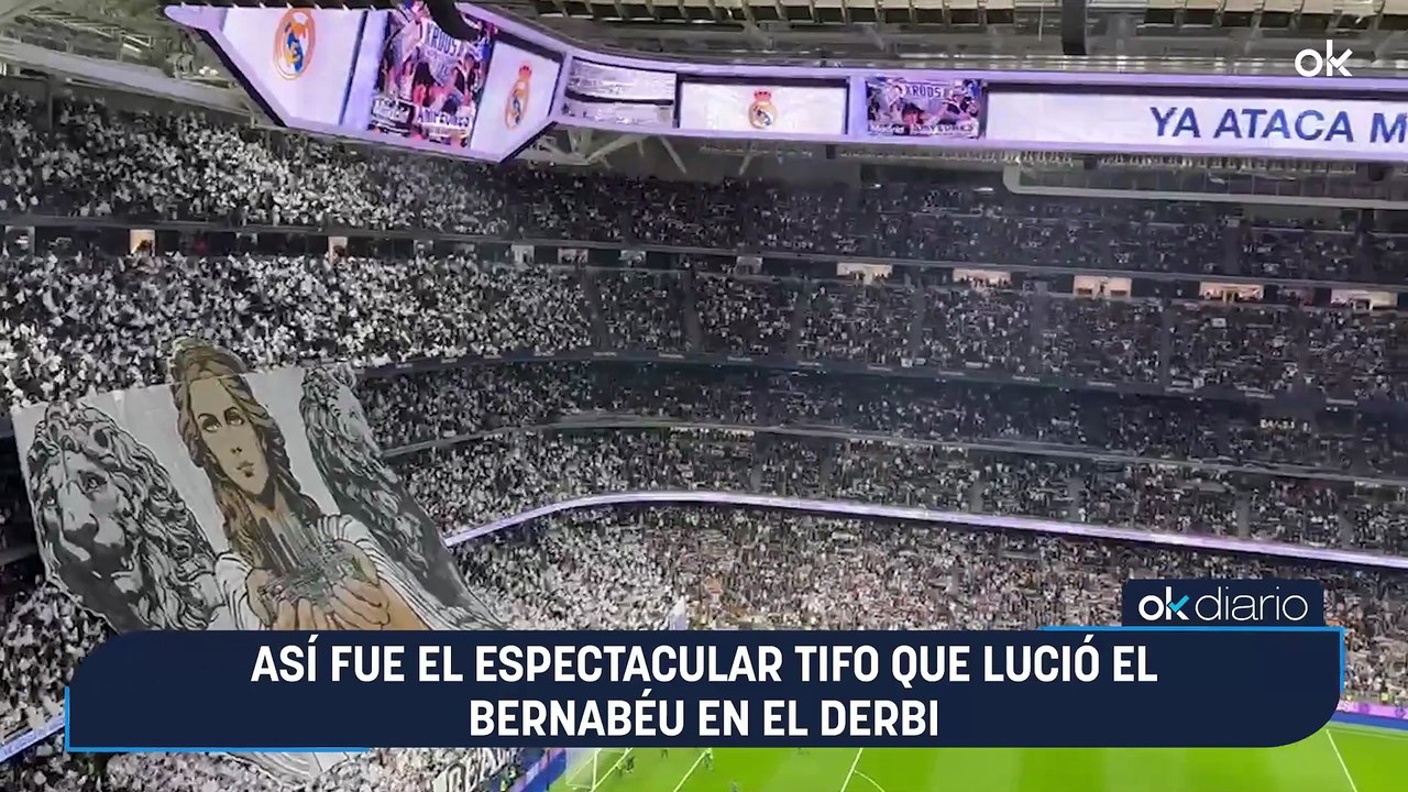 Así fue el espectacular tifo que lució el Bernabéu en el derbi