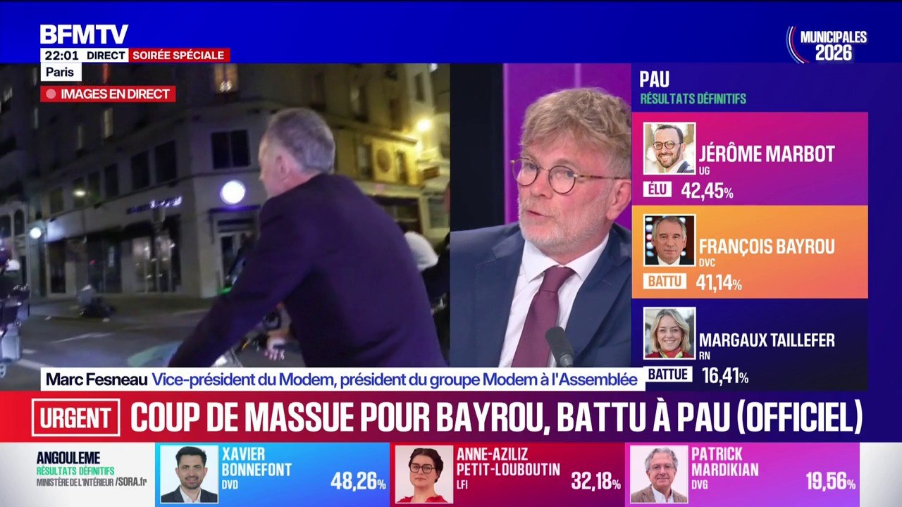 Municipales 2026: François Bayrou battu à Pau, le candidat de la gauche, Jérôme Marbot, élu