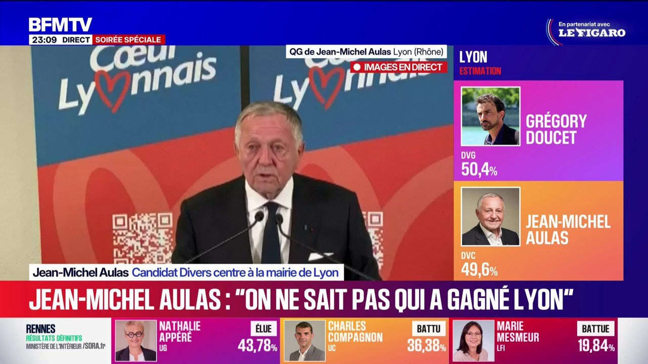 Municipales à Lyon: "Nous avons déposé un recours", annonce Jean-Michel Aulas, alors que les résultats sont très serrés