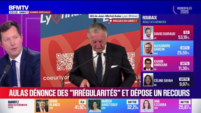 François-Xavier Bellamy (LR): Grégory Doucet a fait entrer au conseil municipal de Lyon, la tête de liste LFI, grande amie de Raphaël Arnault, qui portait l'insigne de la milice de la Jeune Garde, celle qui a tué à Lyon