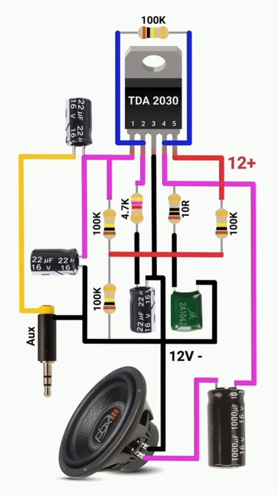 TDA 2030 Powerful Audio Amplifier Circuit Diagram | 12V Single Supply DIY Amplifier।
