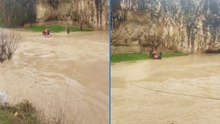 Sele kapılan 4 çiftçi mağaraya sığındı, ekipler kurtardı