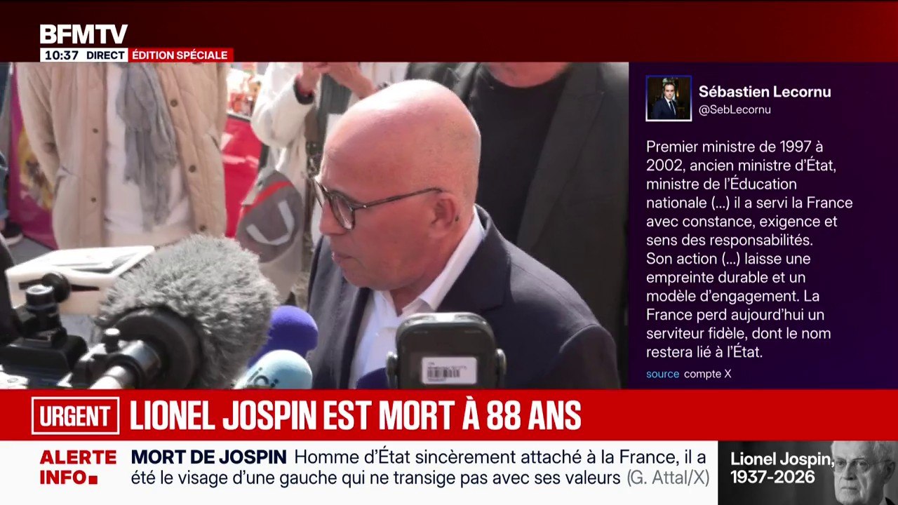 Mort de Lionel Jospin: Éric Ciotti évoque, après la mort de Lionel Jospin, "un homme d'État" et une personnalité politique "respectée car respectable"