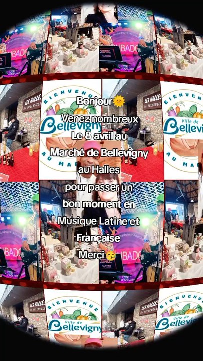Bonjour🌞Venez nombreux Le 8 avril au Marché de Bellevigny au Halles pour passer un bon moment en Musique Latine et Française Le concert sera à de 18 h 00 Merci🥳 #bellevigny