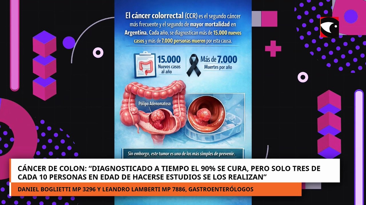 Cáncer de colon, detectado a tiempo el 90% se cura pero 3 de cada 10 personas se hacen los estudios