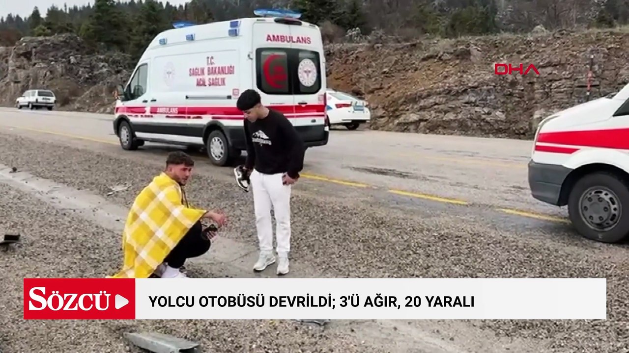 Antalya kara yolunda yolcu otobüsü devrildi; 3'ü ağır, 20 yaralı
