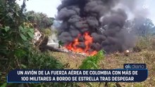 Un avión de la Fuerza Aérea colombiana con más de 100 militares a bordo se estrella tras despegar