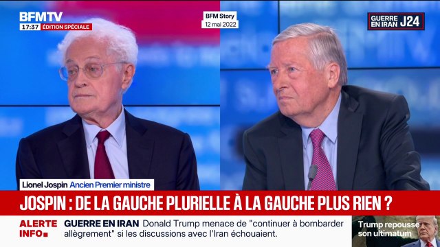 Moi, l'union de la gauche, c'est mon histoire : les mots de Lionel Jospin, ancien Premier ministre, sur BFMTV