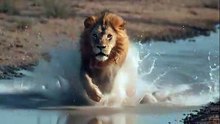 Lion vs Crocodile – River Ambush