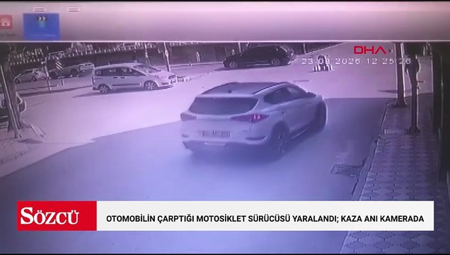 Amasya’da otomobilin çarptığı motosiklet sürücüsü yaralandı; kaza anı kamerada