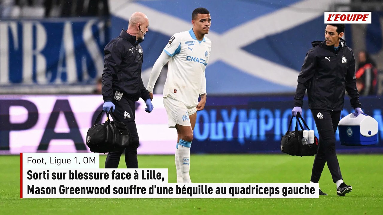 Sorti sur blessure face à Lille, Mason Greenwood (OM) souffre d'une béquille au quadriceps gauche - Foot - Ligue 1 - Marseille