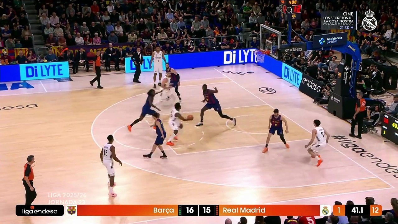 FC Barcelona vs Real Madrid de Baloncesto primera parte primer tiempo cuartos 1 y 2 P1 Jornada 23 Liga Endesa AC 2025 2026