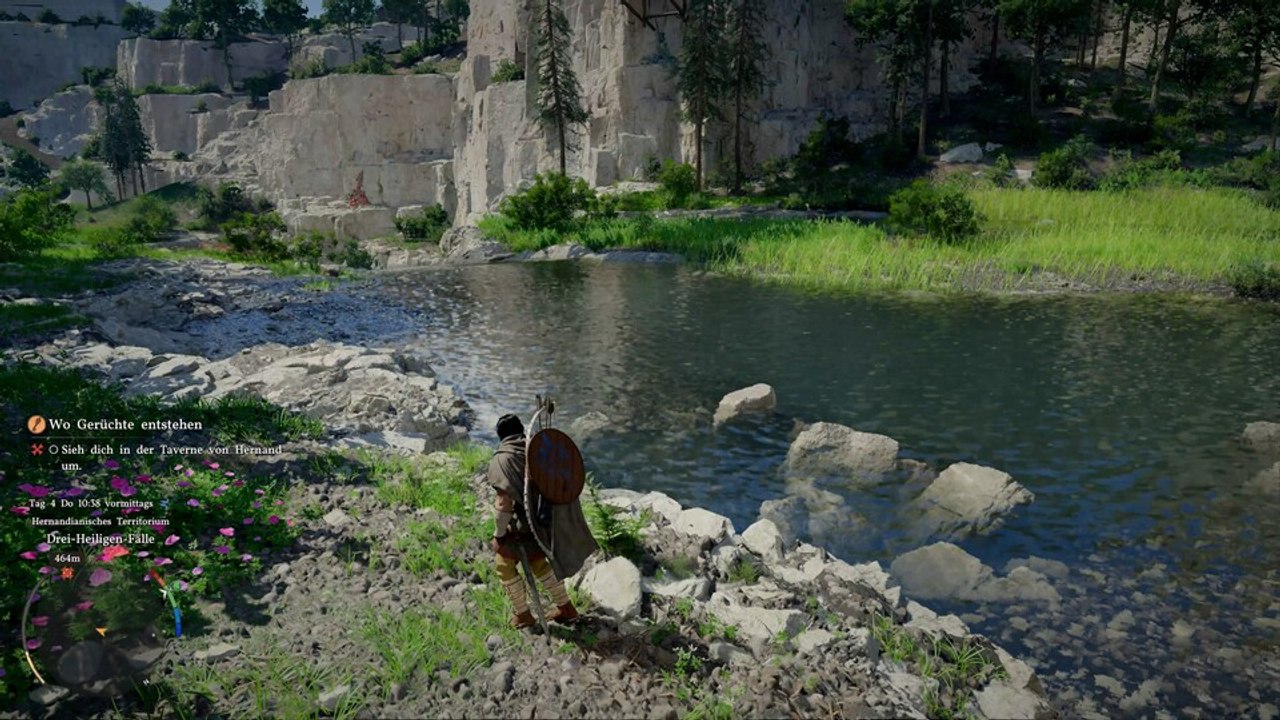 Pixelkleine Details, wie hier die Kieselsteine im Flussbett, schimmern zuweilen enorm auf der PS5 Pro
