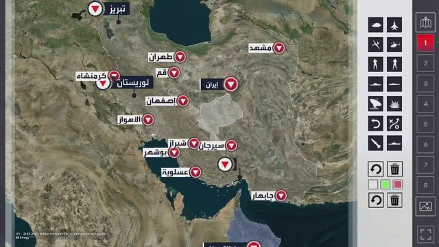 خريطة المواقع العسكرية الإيرانية المستهدفة تزامنا مع بدء المفاوضات