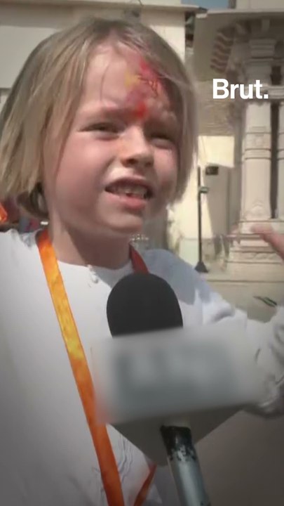 German kid at Ram Mandir
