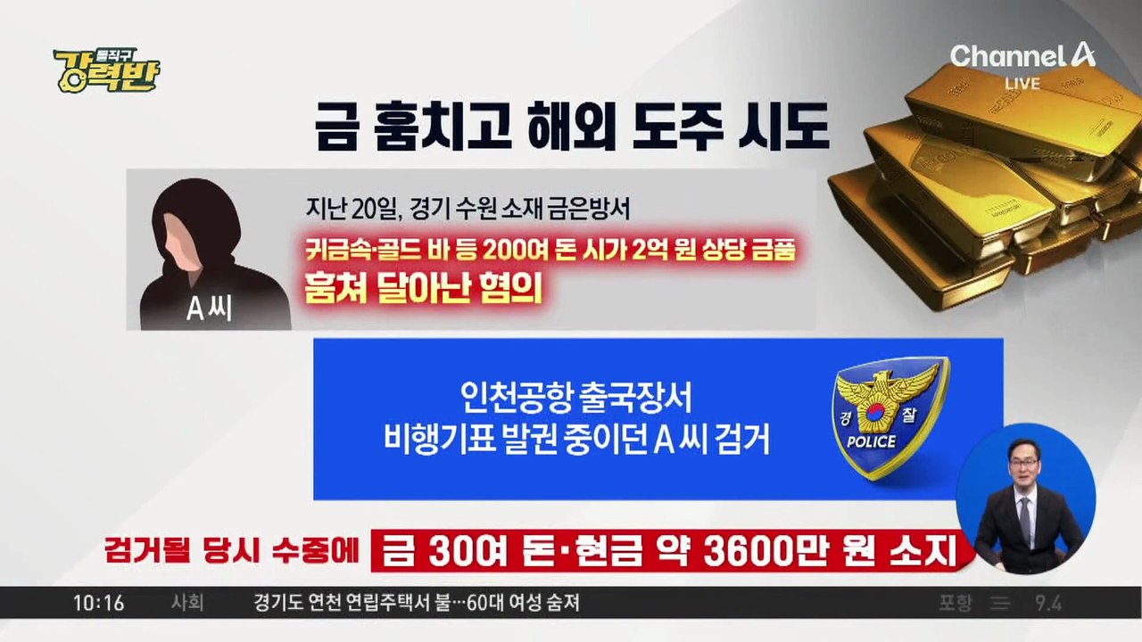 [돌직구 강력반]금은방 침입해 금 200돈 훔친 20대 체포
