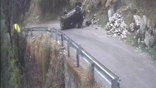 #Car Skids Off #Mountain Road, Lands Below