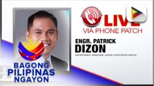 Panayam kay MWSS Corporate Office Department Manager Engr. Patrick Dizon ukol sa update sa water level sa mga dam at water supply ngayong dry season